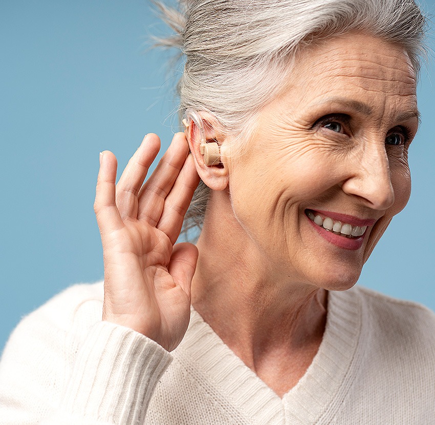 Close-up of a modern hearing aid