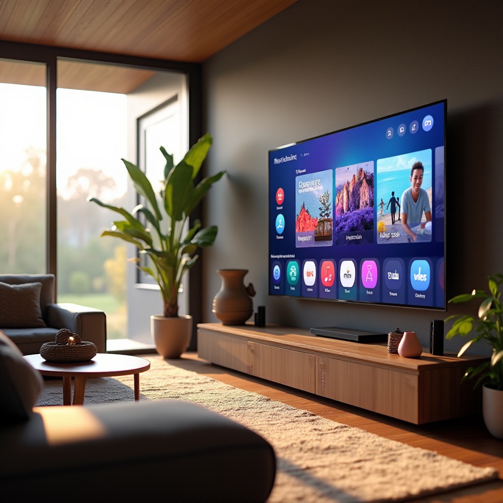 A smart TV showing its app menu