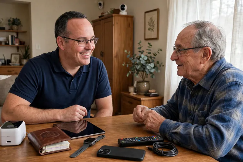 Straight 2 Work technician consulting with a senior about his devices
